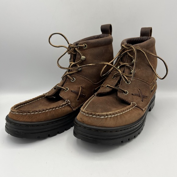 Vintage Ralph Lauren Polo Sport Boots Womens 7‎ Brown Country Ranger Moc Leather - Picture 4 of 16